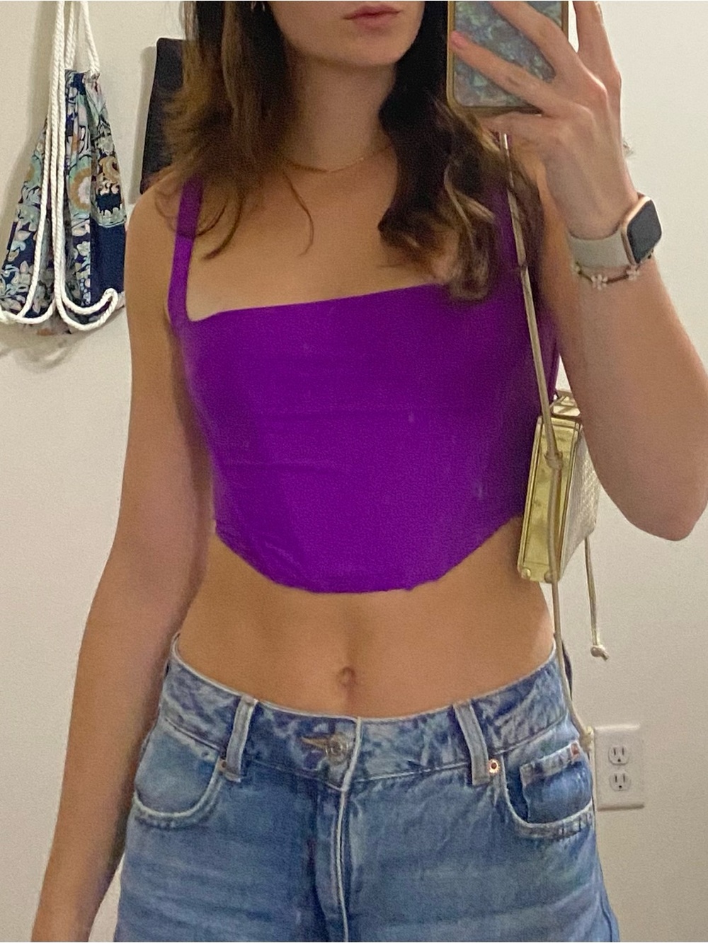 Urban Outfitters Purple Square-Neck Crop Top Corset
